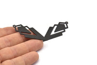 Siyah Üçgen Charm, 1 Döngülü 4 Oksitlenmiş Siyah Pirinç Elmas Charm (49x22x1mm) M01150 H1286