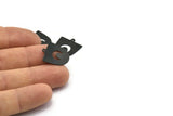 Black Moon Charm, 12 Oxidized Black Brass D Shape Charms With 1 Loop (18x17x0.50mm) M1068