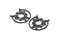 Siyah Kolye, 2 Dokulu Oksitlenmiş Siyah Kolye, 2 Döngü, Tılsımlar, Bulgular (34x1mm) BS 2065 H1345