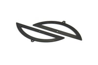Yarım Daire Charm, 1 Döngü ve 1 Delikli 4 Oksitlenmiş Siyah Pirinç Yarım Ay Charm, Boşluklar (51x17x0,70 mm) M935