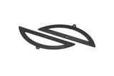 Yarım Daire Charm, 1 Döngü ve 1 Delikli 4 Oksitlenmiş Siyah Pirinç Yarım Ay Charm, Boşluklar (51x17x0,70 mm) M935