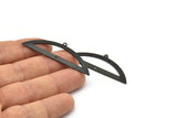 Yarım Daire Charm, 1 Döngü ve 1 Delikli 4 Oksitlenmiş Siyah Pirinç Yarım Ay Charm, Boşluklar (51x17x0,70 mm) M935