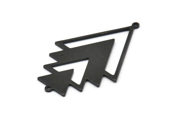 Siyah Üçgen Tılsımı, 2 Döngülü 2 Oksitlenmiş Siyah Pirinç Ağaç Tılsımı (51x33x1mm) M01219 H1288