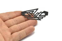 Black Triangle Charm, 4 Oxidized Black Brass Diamond Charms With 1 Hole (46x22x1mm) M01176 H1287