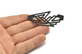 Black Triangle Charm, 4 Oxidized Black Brass Diamond Charms With 1 Hole (46x22x1mm) M01176 H1287