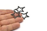 Black Star Charm, 4 Oxidized Black Brass Star Charms With 1 Loop (29x26x1mm) BS 2190 H1291