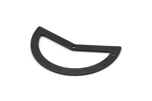 Black Moon Charm, 6 Oxidized Black Brass Moon Charms With 1 Hole, Blanks (38x18x0.80mm) M226