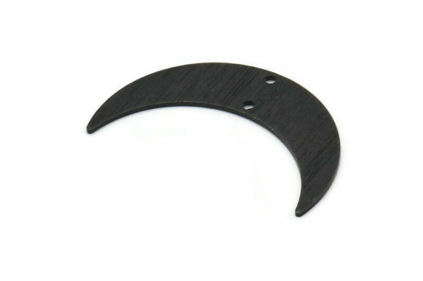 Siyah Ay Tılsımı, 2 Delikli 6 Dokulu Oksitlenmiş Siyah Pirinç Hilal Tılsımı, Bağlantı Parçaları (35x9x0,80 mm) M173