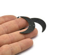 Siyah Ay Tılsımı, 2 Delikli 6 Dokulu Oksitlenmiş Siyah Pirinç Hilal Tılsımı, Bağlantı Parçaları (35x9x0,80 mm) M173