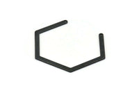 Hexagon Choker Charm, 6 Oxidized Black Brass Hexagon Choker Pendants With 2 Holes, Charms, Findings (41.5x33x0.8mm) BS 2077