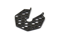 Siyah Petek Charm, 2 Halkalı 2 Oksitlenmiş Siyah Pirinç Petek Kolye (31,5x32,5x1,3 mm) BS 2052 H1684