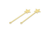 Brass Star Charm, 24 Raw Brass Star Charms With 1 Loop (40x9x0.80mm) M02049
