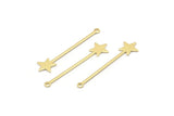 Brass Star Charm, 24 Raw Brass Star Charms With 1 Loop (40x9x0.80mm) M02049