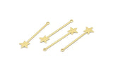 Brass Star Charm, 24 Raw Brass Star Charms With 1 Loop (40x9x0.80mm) M02049