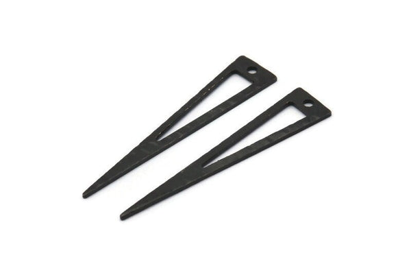 Black Triangle Charm, 12 Hammered Oxidized Black Brass Triangle Charms With 1 Hole, Blanks (40x8x0.80mm) M277