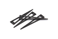 Black Triangle Charm, 12 Hammered Oxidized Black Brass Triangle Charms With 1 Hole, Blanks (40x8x0.80mm) M277