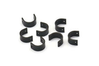 Black Necklace Parts, 12 Oxidized Black Brass Necklace Findings With 2 Holes, Pendants (10x8x1mm) BS 2023