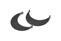 Black Moon Charm, 2 Hammered Oxidized Black Brass Crescent Moon Pendants With 2 Loops (34x10x1.2mm) BS 1893 H1342