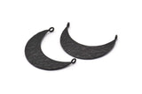 Black Moon Charm, 2 Hammered Oxidized Black Brass Crescent Moon Pendants With 2 Loops (34x10x1.2mm) BS 1893 H1342