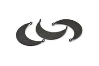 Black Moon Charm, 2 Hammered Oxidized Black Brass Crescent Moon Pendants With 2 Loops (34x10x1.2mm) BS 1893 H1342