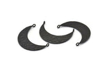 Black Moon Charm, 2 Hammered Oxidized Black Brass Crescent Moon Pendants With 2 Loops (34x10x1.2mm) BS 1893 H1342
