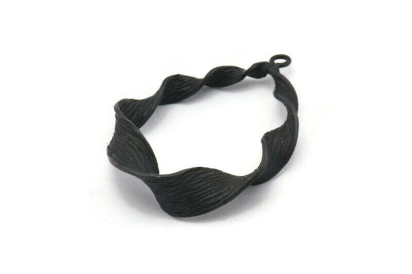 Black Spiral Charm, Oxidized Black Brass Spiral Pendants With 1 Loop, Earrings (41x30mm) BS 2442