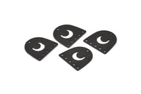 Siyah Ay Tılsımı, 6 Delikli 12 Oksitlenmiş Siyah Pirinç D Şeklinde Tılsım (16x17x0,50 mm) M720