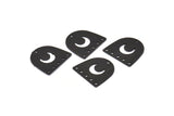 Siyah Ay Tılsımı, 6 Delikli 12 Oksitlenmiş Siyah Pirinç D Şeklinde Tılsım (16x17x0,50 mm) M720