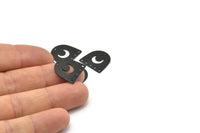Siyah Ay Tılsımı, 6 Delikli 12 Oksitlenmiş Siyah Pirinç D Şeklinde Tılsım (16x17x0,50 mm) M720