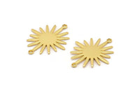 Gold Sunny Connector, 4 Gold Plated Brass Sunny Connectors With 2 Loops (26.5x22x0.9mm) E039 Q0654