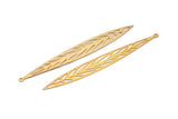 Gold Earring Charm, 4 Gold Plated Brass Leaf Motif Earring Charms With 1 Loop, Pendants, Findings (85x10mm) E476 Q0726