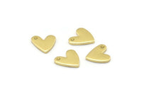 Brass Heart Charm, 50 Raw Brass Heart Charms With 1 Hole (8x1mm) M02172