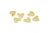 Brass Heart Charm, 50 Raw Brass Heart Charms With 1 Hole (8x1mm) M02172