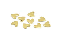 Brass Heart Charm, 50 Raw Brass Heart Charms With 1 Hole (8x1mm) M02172