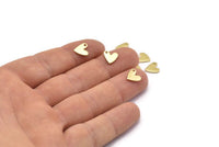 Brass Heart Charm, 50 Raw Brass Heart Charms With 1 Hole (8x1mm) M02172
