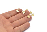 Brass Heart Charm, 50 Raw Brass Heart Charms With 1 Hole (8x1mm) M02172