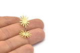 Brass Sun Earring, 12 Textured Raw Brass Sun Stud Earrings With 1 Loop (17x15x0.80mm) M01301 A2393