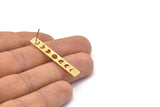 Brass Rectangle Earring, 8 Raw Brass Moon Phases Stud Earrings (40x6x0.80mm) M01492 A2385