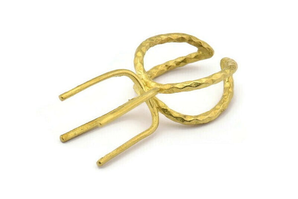 Claw Ring Settings - 3 Raw Brass 4 Claw Ring Blanks For Natural Stones E655