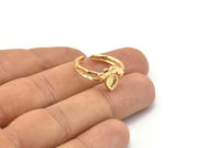Gold Ring Setting, 2 Gold Plated Brass Drop Rings With 1 Stone Setting - Pad Size 6x4mm D0214 Q0646