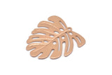 Rose Gold Monstera Charm, 6 Rose Gold Plated Brass Textured Monstera Leaf Charms With 1 Loop, Earrings, Findings (21x22x0.5mm) D872 Q0774