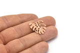 Rose Gold Monstera Charm, 6 Rose Gold Plated Brass Textured Monstera Leaf Charms With 1 Loop, Earrings, Findings (21x22x0.5mm) D872 Q0774