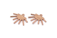 Sun Ethnic Pendant, 4 Rose Gold Plated Brass Sun Ethnic Pendants With 1 Loop, Findings, Charms (21x17x1.50mm) E479 Q0775