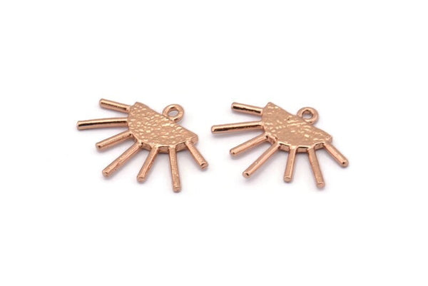 Sun Ethnic Pendant, 4 Rose Gold Plated Brass Sun Ethnic Pendants With 1 Loop, Findings, Charms (21x17x1.50mm) E479 Q0775