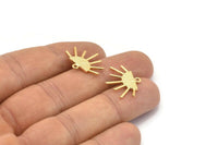 Sun Ethnic Pendant ,4 Gold Plated Brass Sun Ethnic Pendants With 1 Loop, Findings, Charms (21x17x1.50mm) E479 Q0775