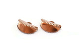 Rose Gold Ribbon Crimp, 12 Rose Gold Plated Brass Ribbon Crimp Ends With 1 Loop, Findings (13x8mm) D1164 Q0880