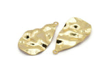 Gold Drop Charm, 4 Gold Plated Brass Wavy Drop Charms With 1 Loop, Earrings, Findings (31x17x0.60mm) D0671 Q0743