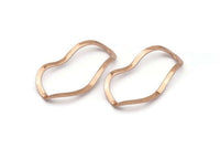 Gül Altın Oval Konnektör, Deliksiz 6 Gül Altın Kaplamalı Pirinç Dalgalı Oval Konnektör, Bulgular (35x19x0,80 mm) D0780 Q0754