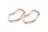 Gül Altın Oval Konnektör, Deliksiz 6 Gül Altın Kaplamalı Pirinç Dalgalı Oval Konnektör, Bulgular (35x19x0,80 mm) D0780 Q0754