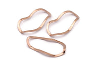 Gül Altın Oval Konnektör, Deliksiz 6 Gül Altın Kaplamalı Pirinç Dalgalı Oval Konnektör, Bulgular (35x19x0,80 mm) D0780 Q0754